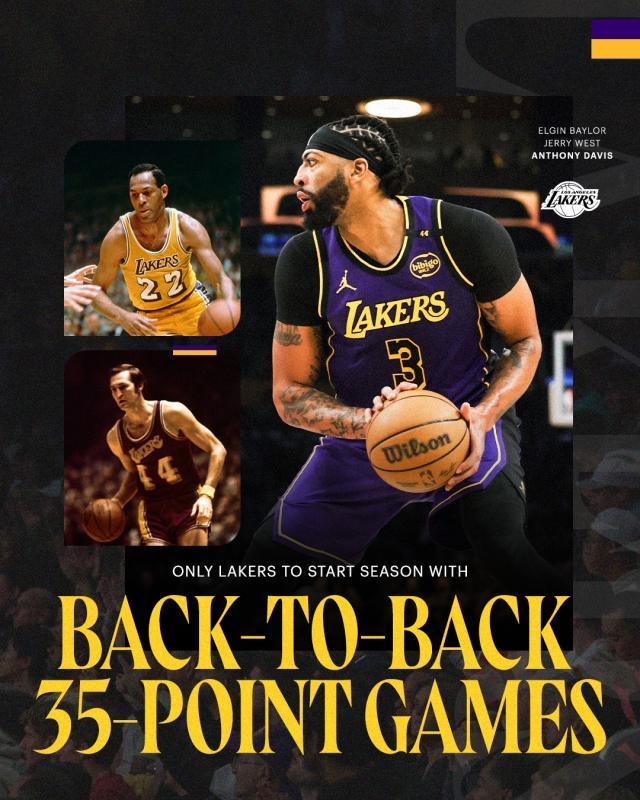 开季连续35+比肩传奇 浓眉终于成为湖人大当家！